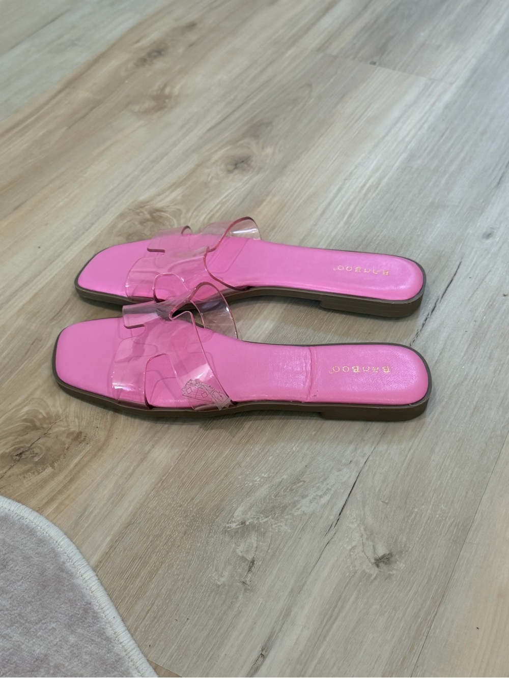 Pink Clear Strap Slide Sandals